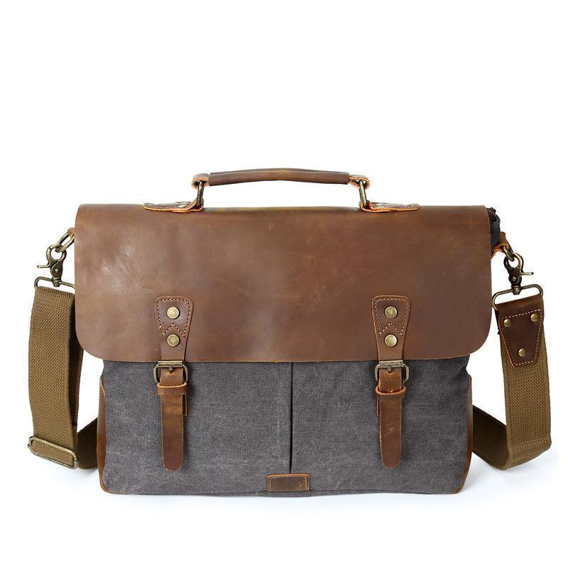 Mixed-Color Canvas Messenger Bag For Men - VirtuousWares:Global