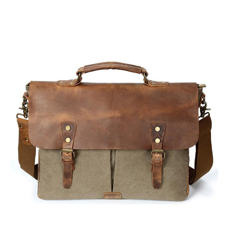 Mixed-Color Canvas Messenger Bag For Men - VirtuousWares:Global