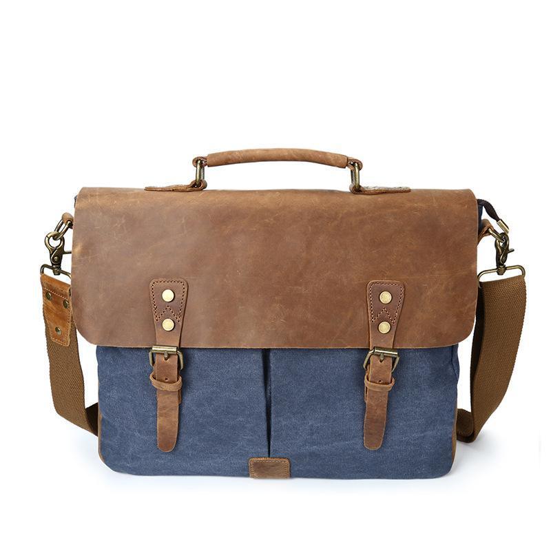 Mixed-Color Canvas Messenger Bag For Men - VirtuousWares:Global