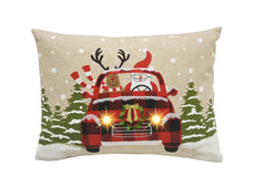 ML18922 Snowy Car By Santa Light Up Pillow 13 by 18'' - VirtuousWares:Global