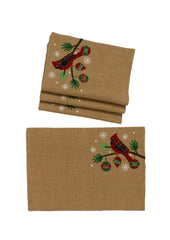 ML18926 Cardinal Noel Peace Joy Jute Placemats, 13''x19'', Set of 4 - VirtuousWares:Global