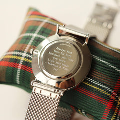 Modern Font Engraving - Men's Architect Zephyr + Steel Silver Mesh - VirtuousWares:Global