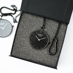 Modern Pocket Watch Black - Handwriting Engraving - VirtuousWares:Global