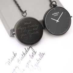 Modern Pocket Watch Black - Handwriting Engraving - VirtuousWares:Global