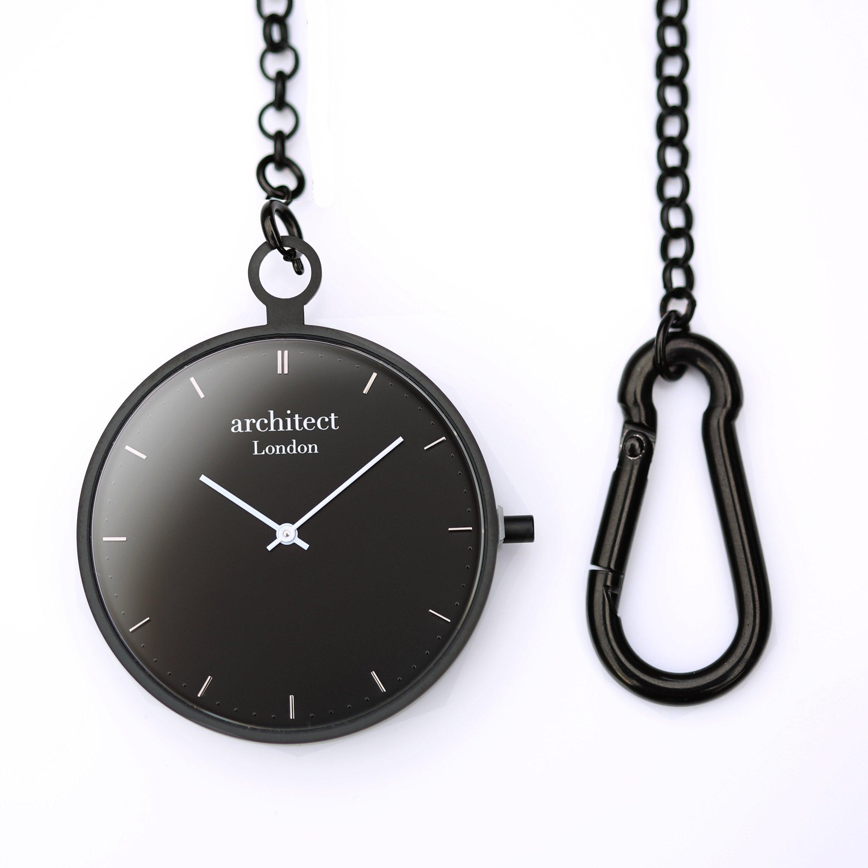 Modern Pocket Watch Black - Handwriting Engraving - VirtuousWares:Global