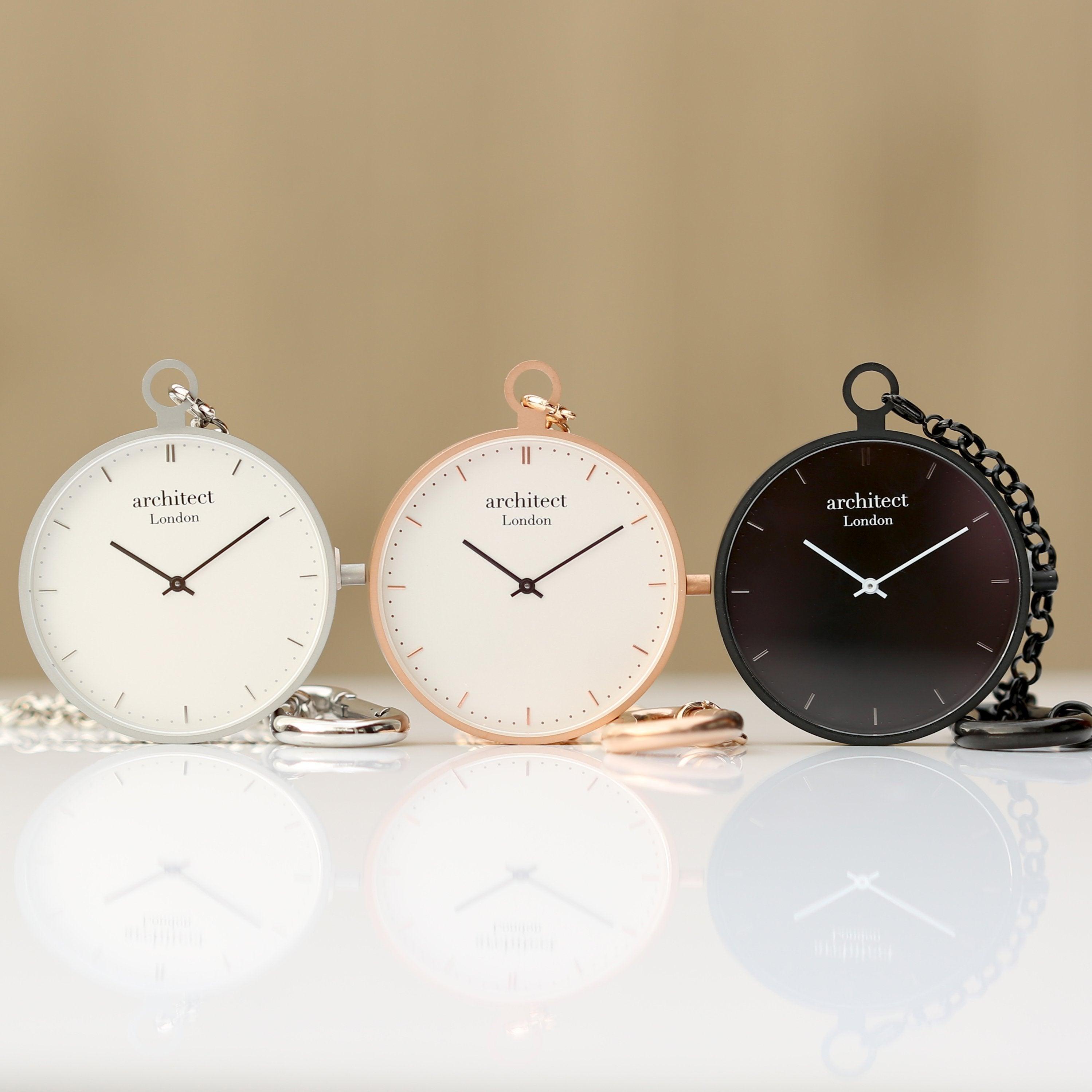 Modern Pocket Watch Black - Handwriting Engraving - VirtuousWares:Global