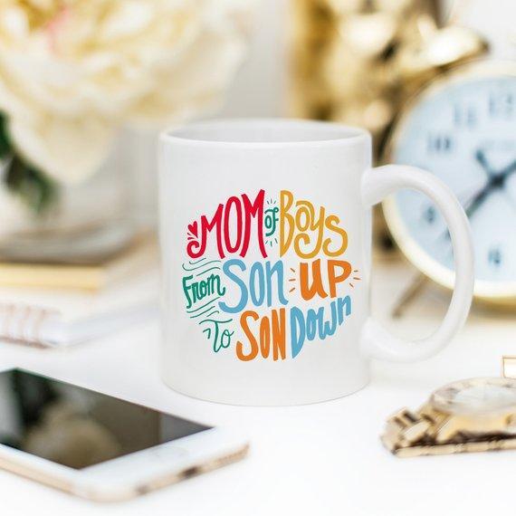 Mom Of Boys Coffee Mug, From Son Up To Son Down - VirtuousWares:Global