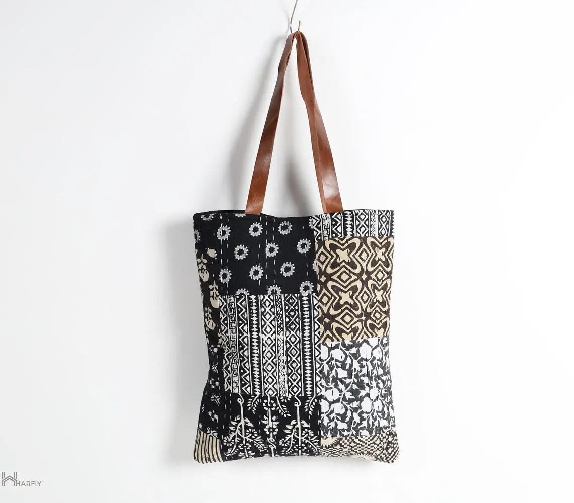 Monochrome Patchwork Deco Tote Bag - VirtuousWares:Global