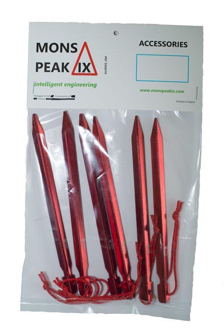 Mons Peak IX Tent Stakes, Y HA 7075 Al, (6 Pack) - VirtuousWares:Global