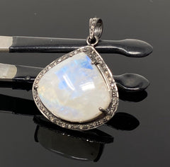 Moonstone Pendant, Gemstone Pendant, Diamond Pendant, Pave Diamond - VirtuousWares:Global