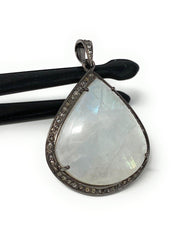 Moonstone Pendant, Gemstone Pendant, Diamond Pendant, Pave Diamond - VirtuousWares:Global