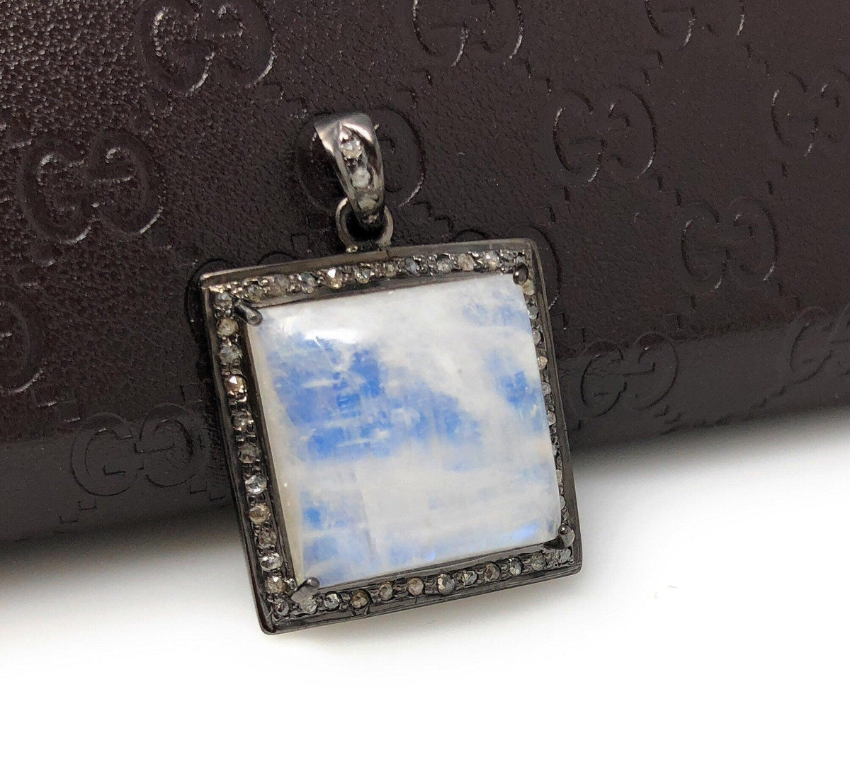 Moonstone Pendant, Gemstone Pendant, Diamond Pendant, Silver Pendant, - VirtuousWares:Global