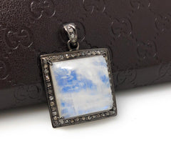 Moonstone Pendant, Gemstone Pendant, Diamond Pendant, Silver Pendant, - VirtuousWares:Global