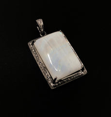 Moonstone Pendant, Gemstone Pendant, Diamond Pendant, Silver Pendant, - VirtuousWares:Global