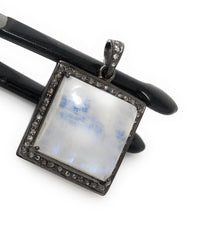 Moonstone Pendant, Gemstone Pendant, Diamond Pendant, Silver Pendant, - VirtuousWares:Global