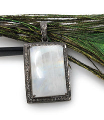 Moonstone Pendant, Gemstone Pendant, Diamond Pendant, Silver Pendant, - VirtuousWares:Global