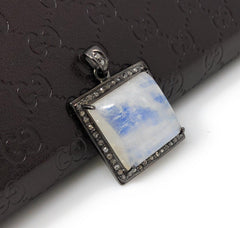 Moonstone Pendant, Gemstone Pendant, Diamond Pendant, Silver Pendant, - VirtuousWares:Global