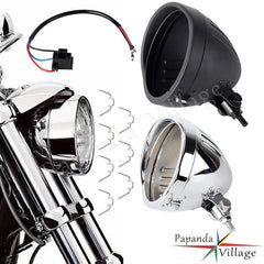 Motorcycle Lighthouse Retro Headlight Bucket Shell Steel Head Lights - VirtuousWares:Global