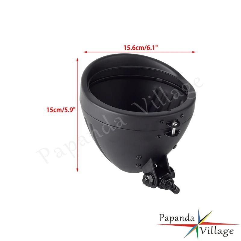 Motorcycle Lighthouse Retro Headlight Bucket Shell Steel Head Lights - VirtuousWares:Global