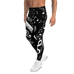 Music Notes Black Leggings for Men - VirtuousWares:Global