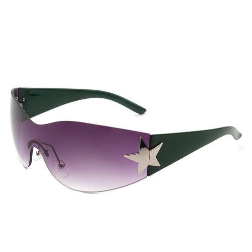 Myrith - Women Rectangle Rimless Wraparound Fashion Oversize - VirtuousWares:Global