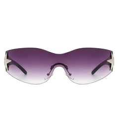 Myrith - Women Rectangle Rimless Wraparound Fashion Oversize - VirtuousWares:Global