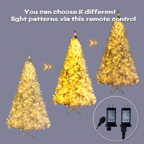 National Christmas Tree White Hinged Spruce with 500 LED lights - VirtuousWares:Global