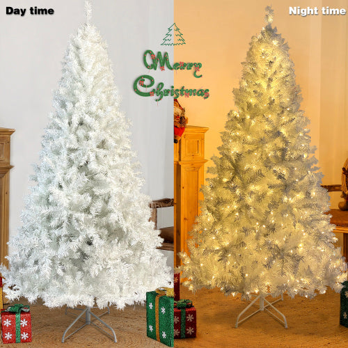 National Christmas Tree White Hinged Spruce with 500 LED lights - VirtuousWares:Global