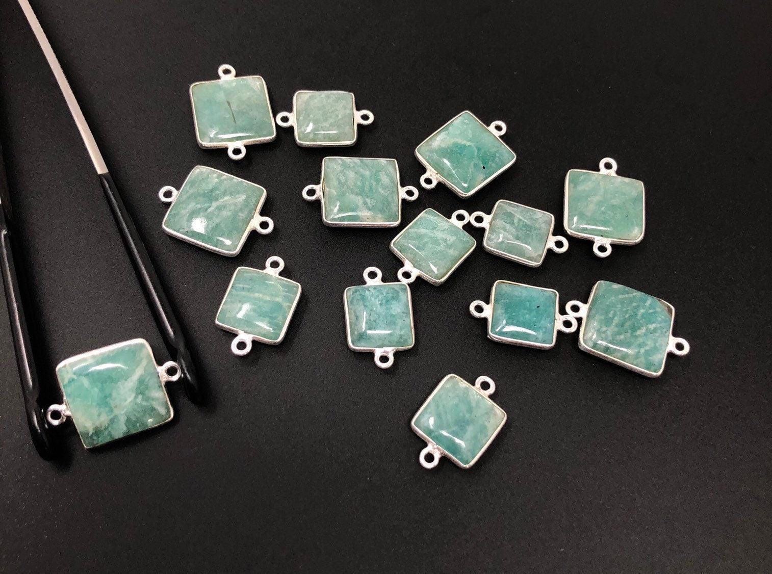 Natural Amazonite Gemstone Connector, Sterling Silver Connectors, - VirtuousWares:Global