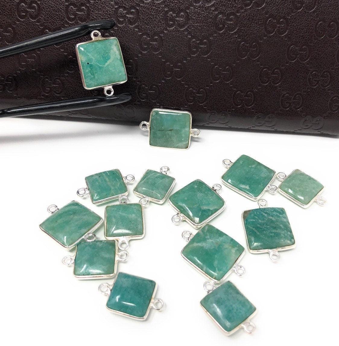 Natural Amazonite Gemstone Connector, Sterling Silver Connectors, - VirtuousWares:Global
