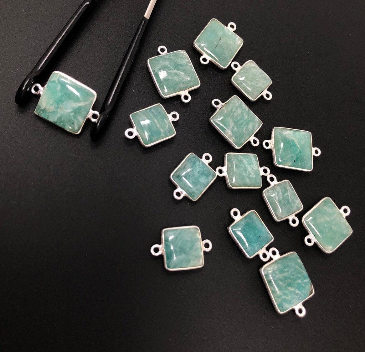 Natural Amazonite Gemstone Connector, Sterling Silver Connectors, - VirtuousWares:Global