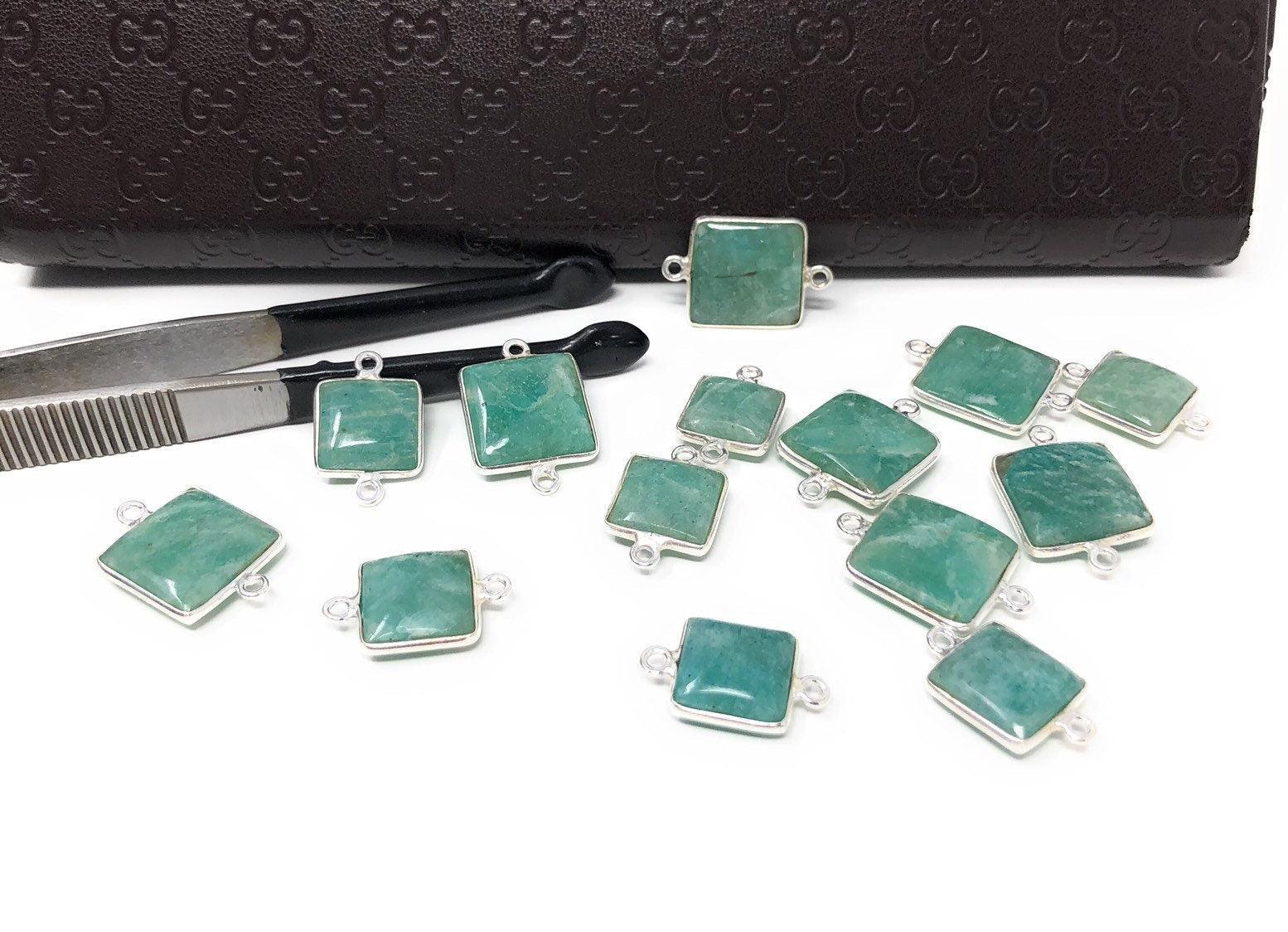 Natural Amazonite Gemstone Connector, Sterling Silver Connectors, - VirtuousWares:Global