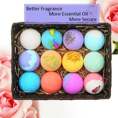Natural Essential Oil bath bombs,12 Pieces Different Flavors Salt Bath - VirtuousWares:Global