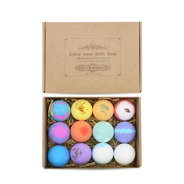 Natural Essential Oil bath bombs,12 Pieces Different Flavors Salt Bath - VirtuousWares:Global