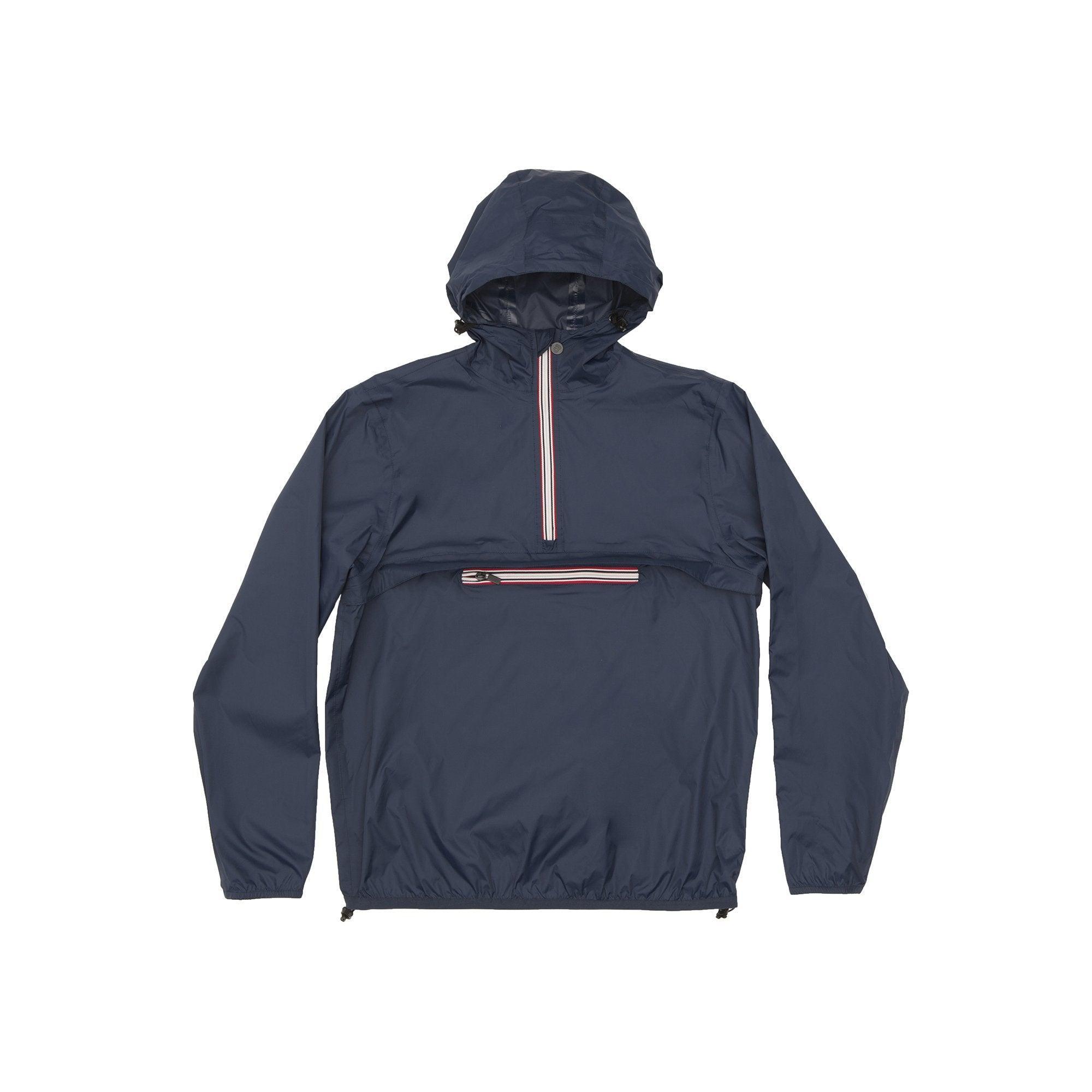 Navy quarter zip packable rain jacket and windbreaker - VirtuousWares:Global