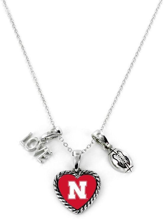 Nebraska Cornhuskers Necklace Charmed Sport Love Football - VirtuousWares:Global