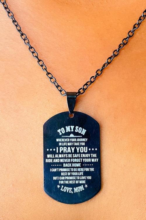 Necklace - To My Son, I Pray For You Love Mom Military Tag - VirtuousWares:Global