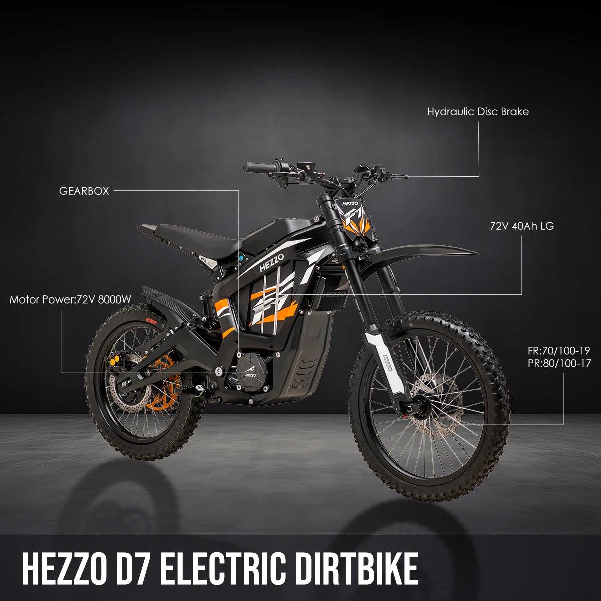 New Arrival Hezzo Off Road Electric Motorcycle 72V 8000W 40ah 21700 - VirtuousWares:Global