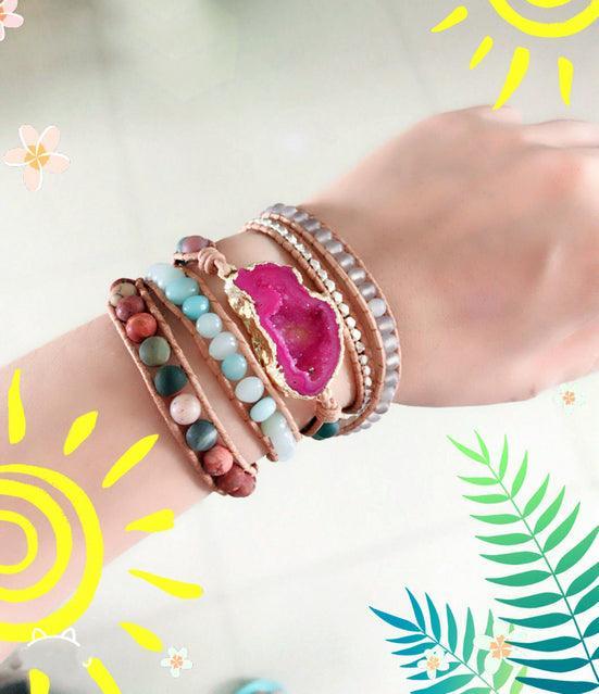 New Bracelets for Women Natural Stones Drusy Charm - VirtuousWares:Global