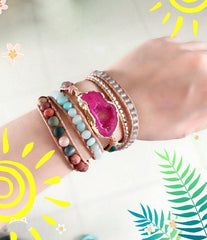 New Bracelets for Women Natural Stones Drusy Charm - VirtuousWares:Global
