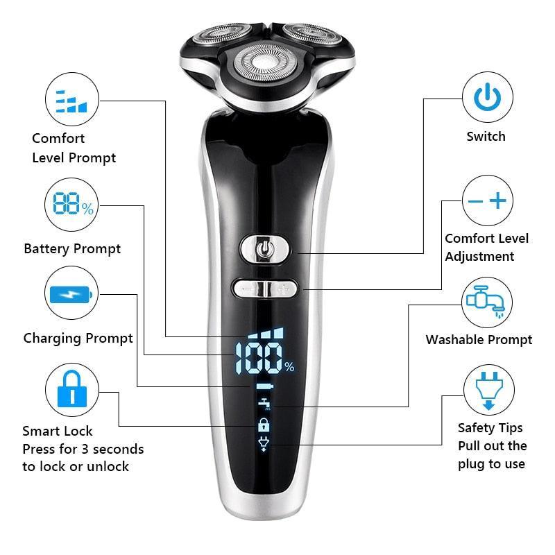 New Electric Shaver For Men 4D Electric Beard Trimmer USB - VirtuousWares:Global