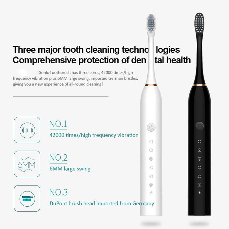 Newest Ultrasonic Electric Toothbrush Rechargeable USB with Base - VirtuousWares:Global
