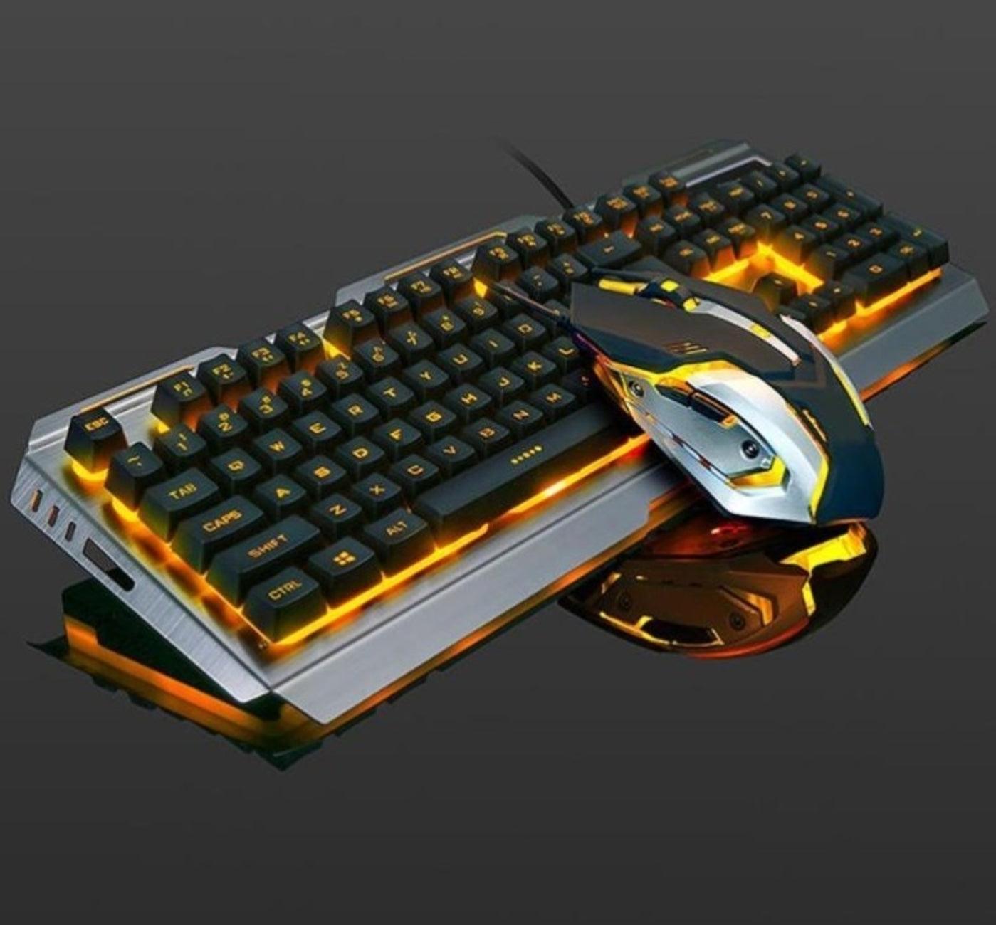 Ninja Dragons Tungsten Gold Metal Frame Gaming Keyboard and Mouse Set - VirtuousWares:Global