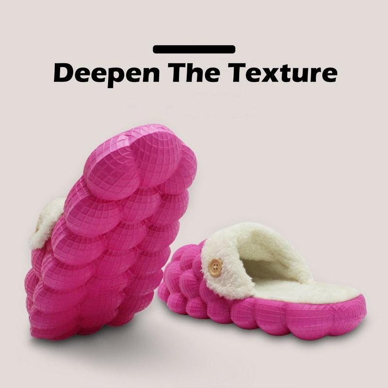 Non-slip Warm Cotton Bubble Home Slides Beige/Pink/Black/Blue/Yellow - VirtuousWares:Global