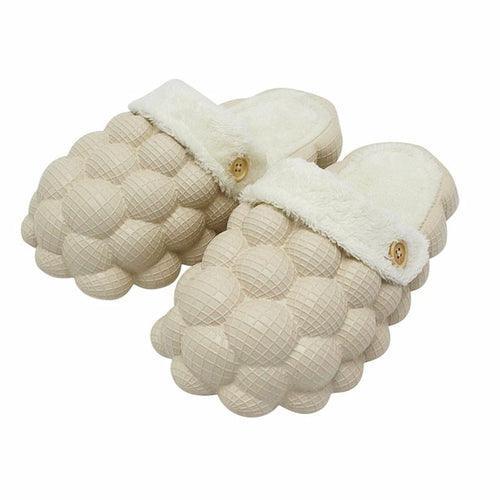 Non-slip Warm Cotton Bubble Home Slides Beige/Pink/Black/Blue/Yellow - VirtuousWares:Global