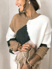 O-neck Patchwork Color Knitwear - VirtuousWares:Global