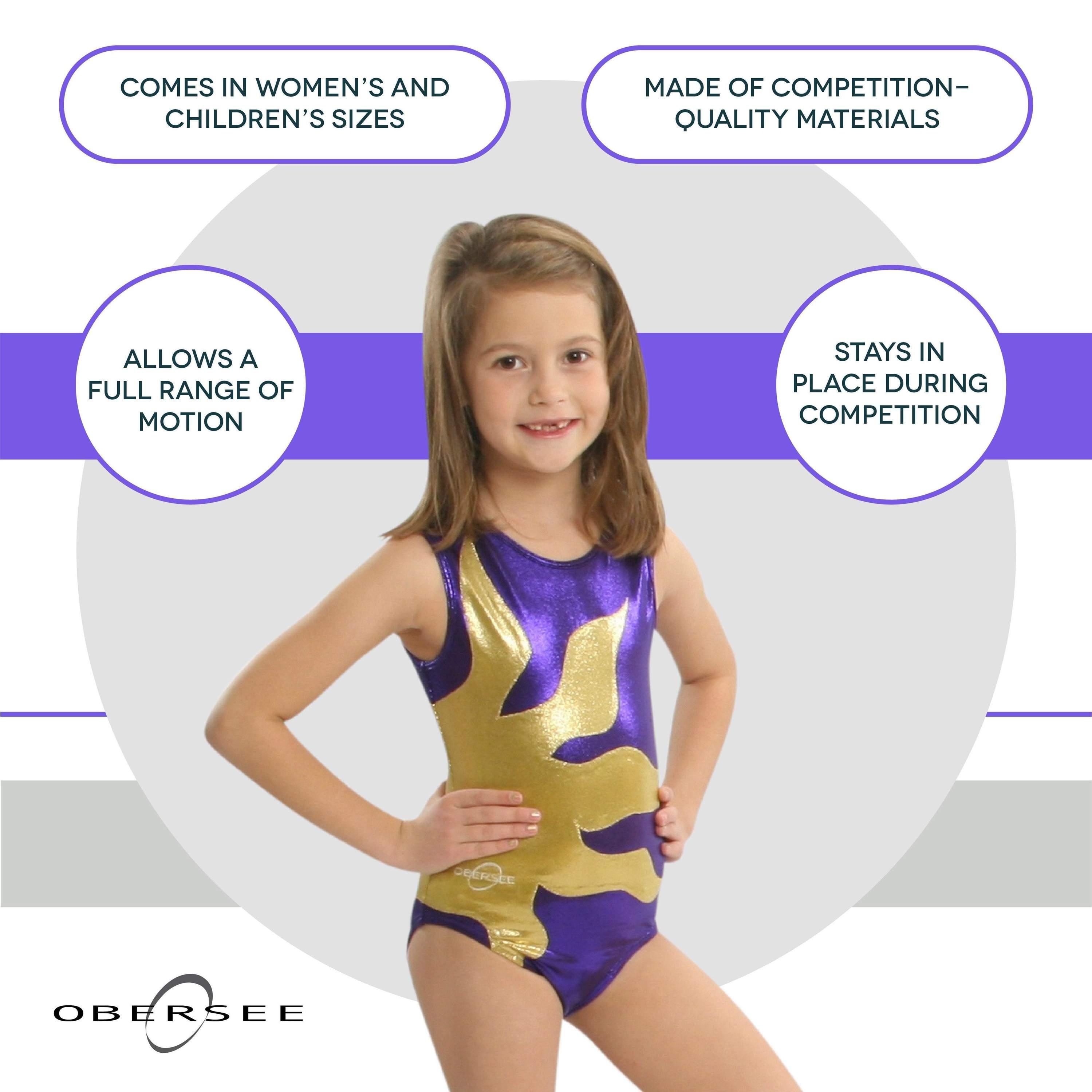 O3GL015 Obersee Girls Gymnastics Leotards One-Piece Athletic - VirtuousWares:Global