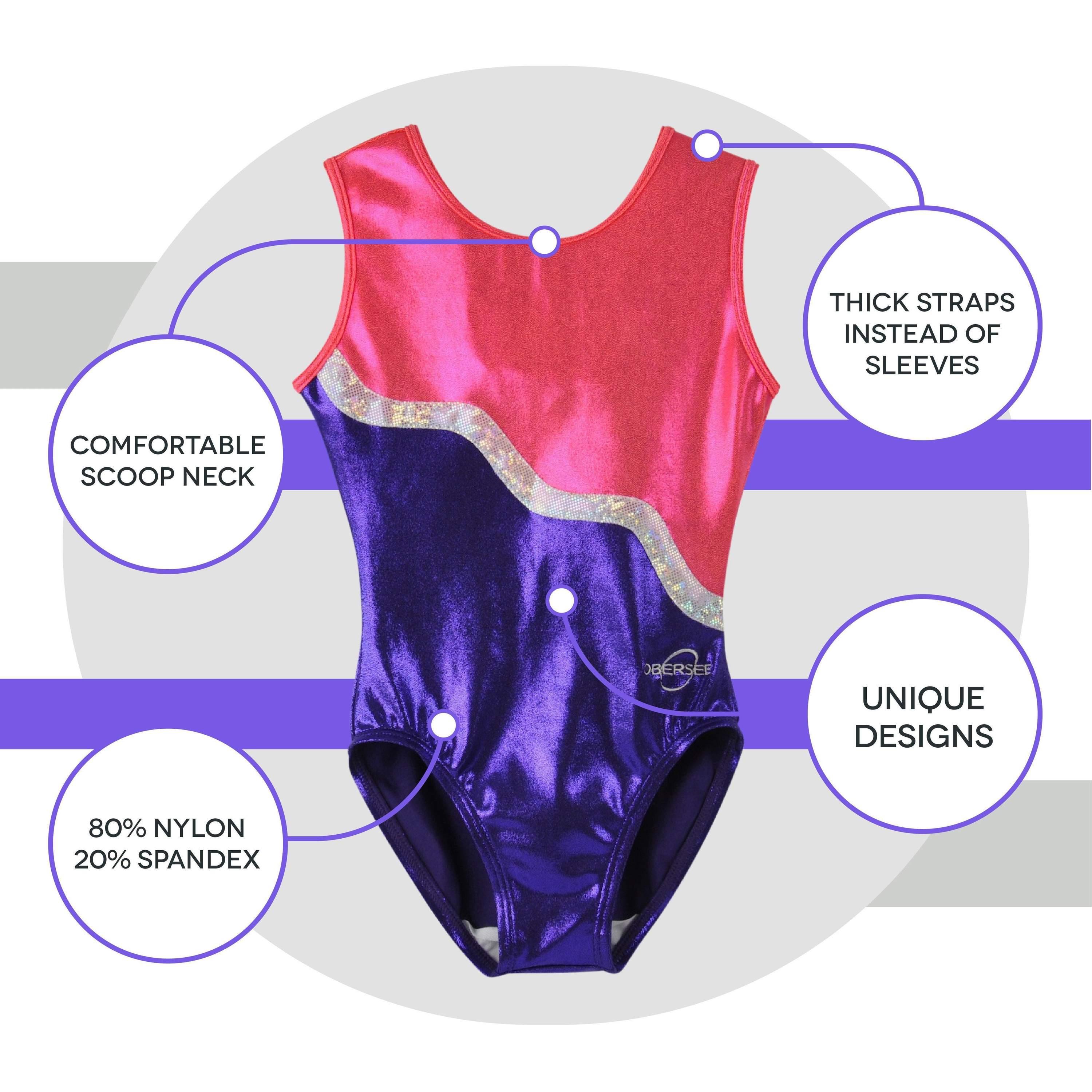 O3GL018 Obersee Girls Gymnastics Leotards One-Piece Athletic - VirtuousWares:Global