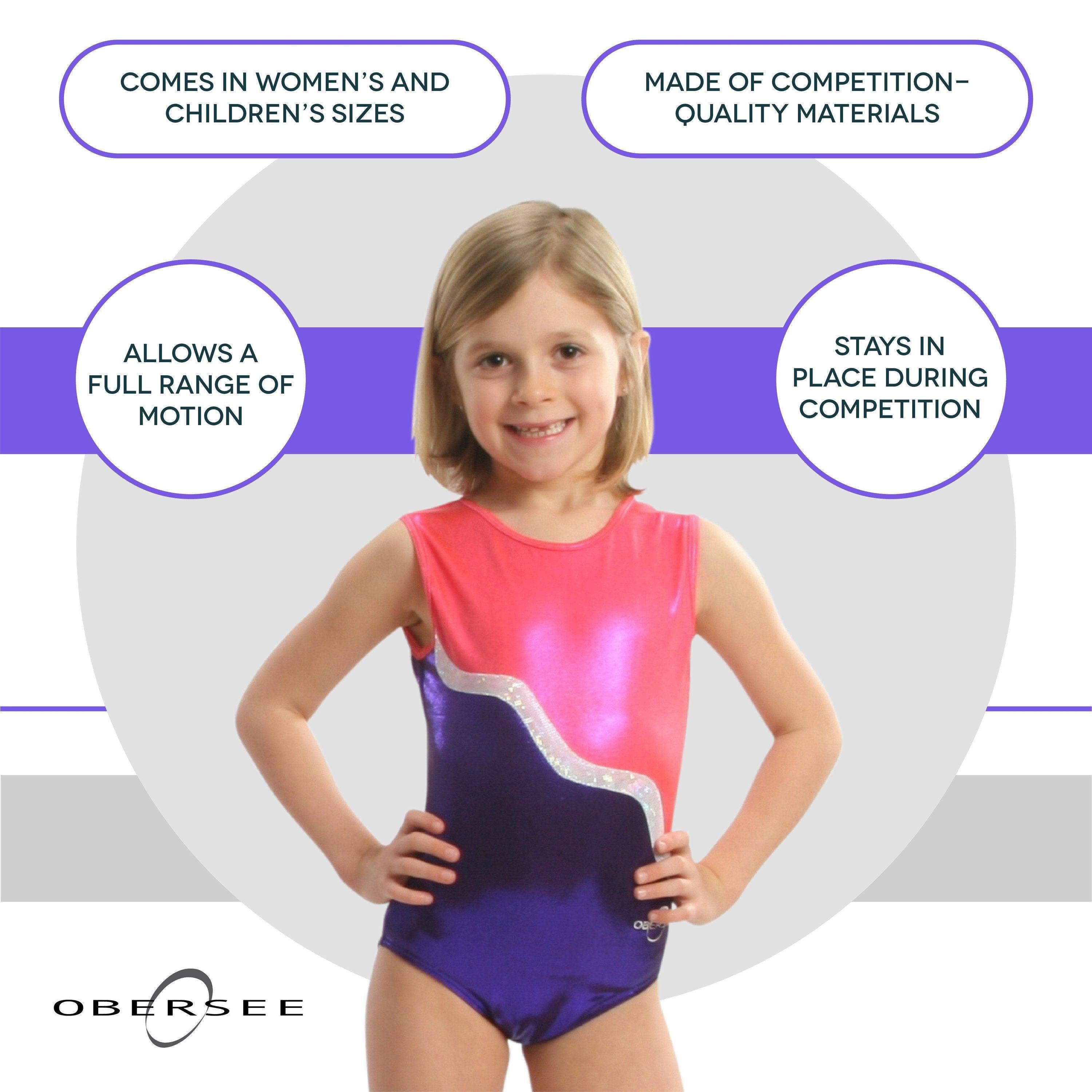 O3GL018 Obersee Girls Gymnastics Leotards One-Piece Athletic - VirtuousWares:Global