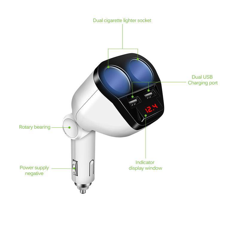 Onever 1 to 2 Car Cigarette Lighter Dual Charger - VirtuousWares:Global